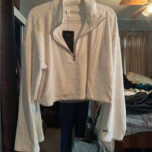 White Quarter-Zip Pullover